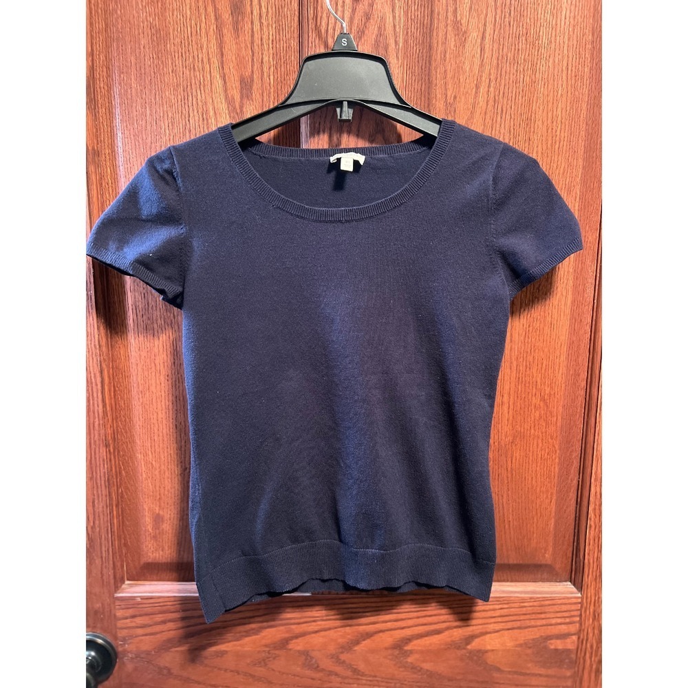 Talbots Knit Top‎ Short Sleeve Crew Neck Casual Tee Shirt XS Navy